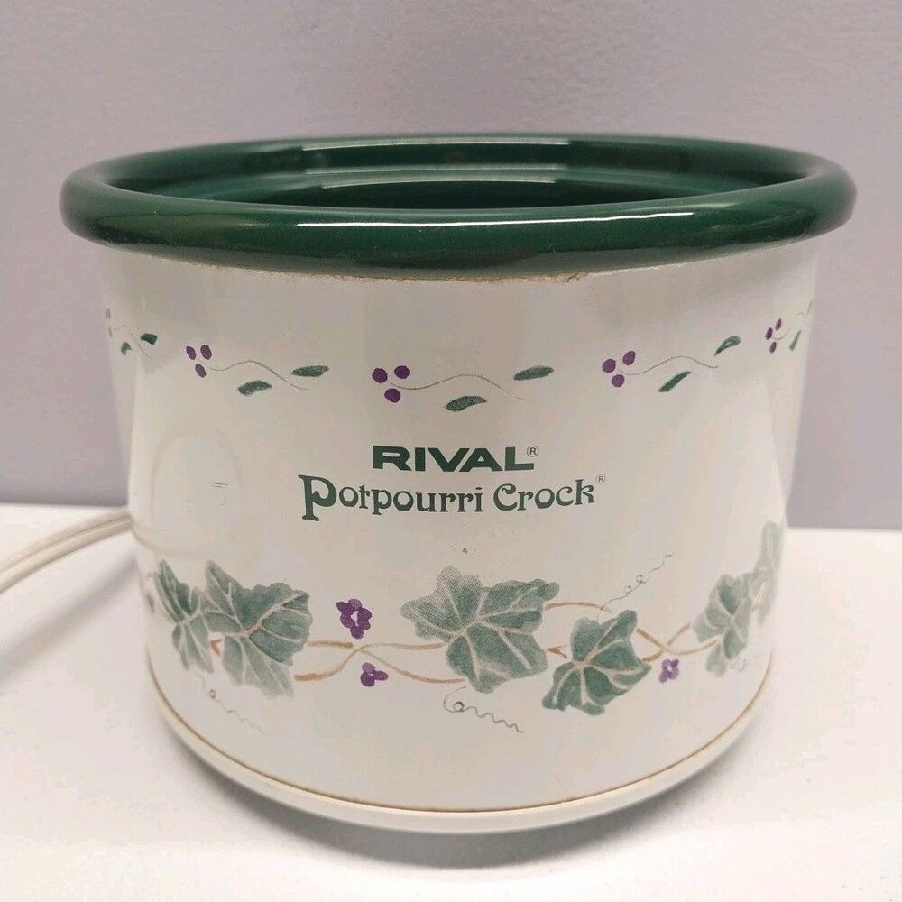 Vintage Rival Potpourri Crock Pot Electric Simmering Warmer Ivy Tested Works
